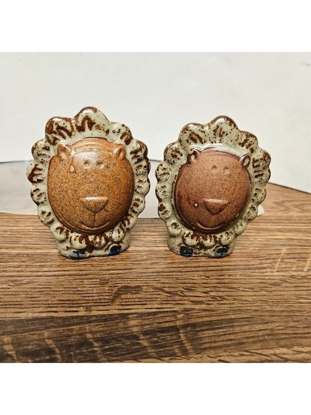 Vintage Stoneware Lion Salt & Pepper Shakers